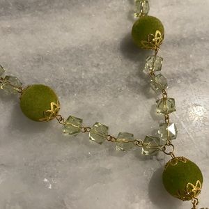 Green Beaded Dangling Fashion Necklace
